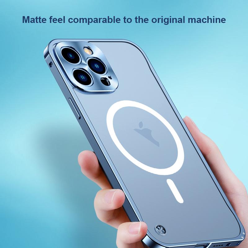 Чехол для телефона с металлическим каркасом и магнитом для iPhone 11, 12, 13, 14, 15, Pro Max, алюминиевый сплав, полная защита объектива, чехол для iPhone 13, металлический чехол с покрытием
