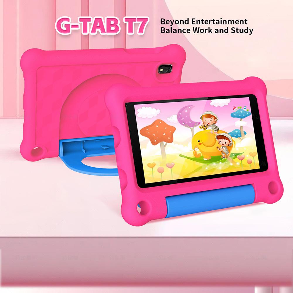 Детский планшет G-tab T7 Pro, 7 дюймов 1024*600 IPS-экран, Android 14, 1,5 ГГц четырехъядерный процессор, 4 ГБ ОЗУ (2 ГБ + 2 ГБ расширение) 64 ГБ ПЗУ