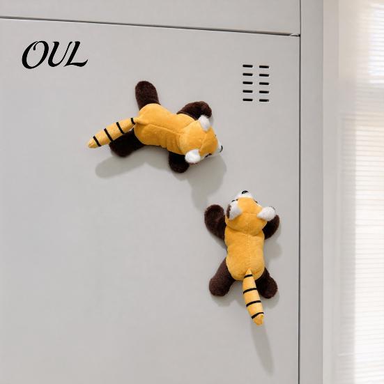 Animal Fridge Magnet Plush Decoration, Stuffed Panda Magnetic Ornament, Decor Raccoon Shape Refrigerator for Home Kitchen Door