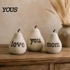Warm Home Interior Decor Love/You/Mom Pear Sculpture, Decorative Resin Figurine, Vintage Style Mother Day Gifts Birthday Ornament for