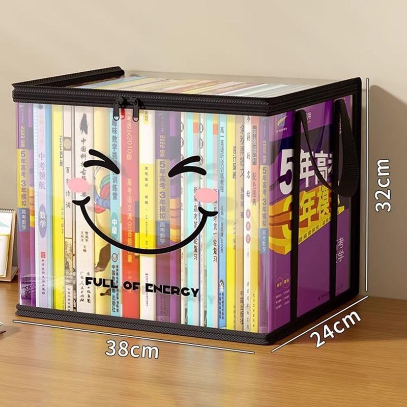 N$ Large Square Storage Box Black/White Frame-Heavy-Duty PVC Transparent Organizer Bin,Multi-Purpose Container