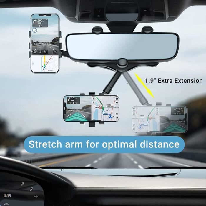 Car Rearview Mirror Phone Holder Rotatable and Retractable Multifunctional Rearview Mirror Mounts for Car for A90