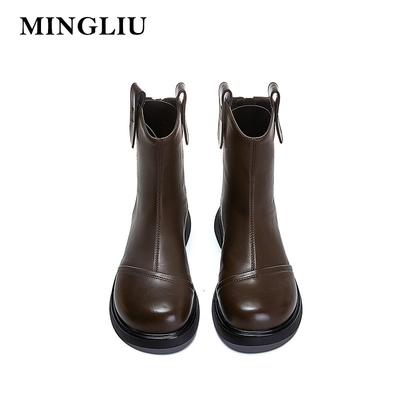 Кожаные ботинки Мартин женские осенне-зимние новые на толстом каблуке ретро короткие ботинки повседневные универсальные низкие ботинки детские