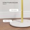 Freestanding Floor Coat Rack with 8 Hooks, Marble and Steel Base, diameter 32x164cm, Gold