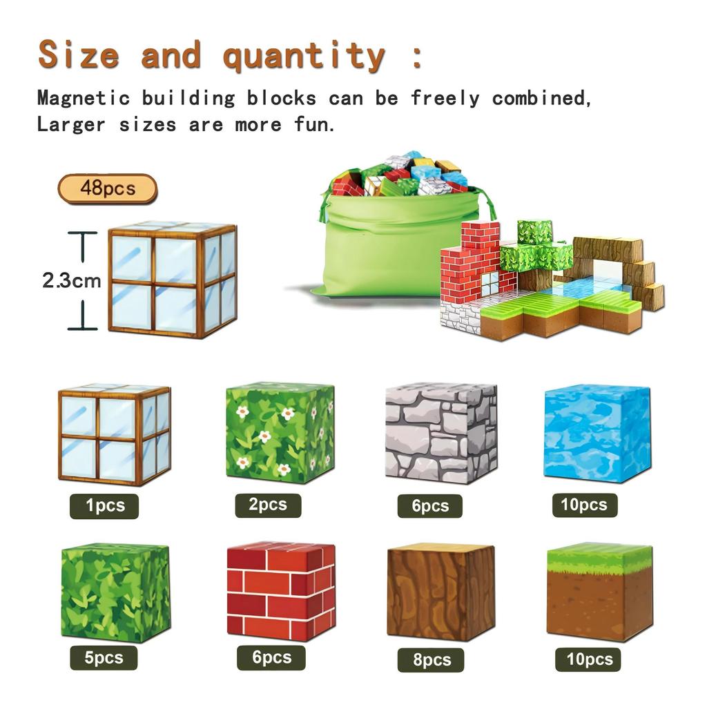 Magnetic Building Blocks Mine Magnet World Edition, Magnetic Toys for Boys and Girls Age 6+ Years Old, Montessori Sensory Toys