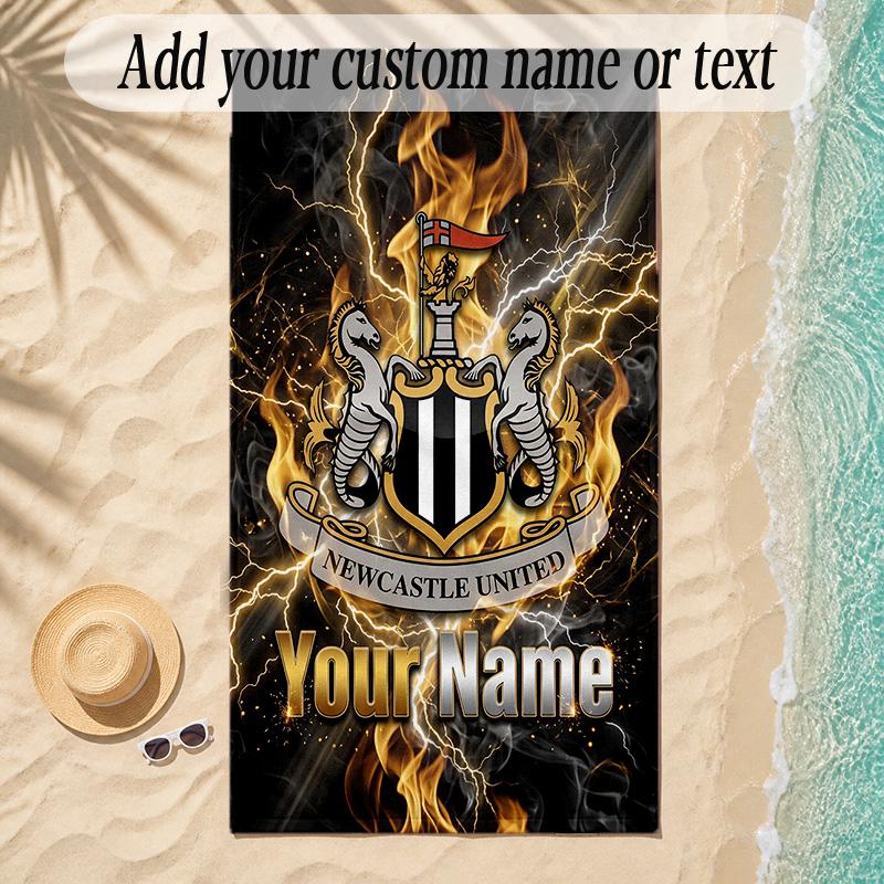 Пляжное полотенце Newcastle United FC С индивидуальным именем Текст Персонализированное Мягкое полотенце для пляжа Бассейна Дома Декор Подарок