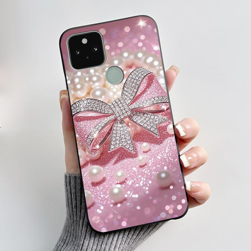 Чехол для Google Pixel 4A 5G Чехол Эстетичный Модный Милый Мультяшный Кот Астронавт Черный Мягкий ТПУ Силикон Ударопрочный Задняя Крышка