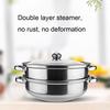 28cm 2-Layer Steamer Stainless Steel Kitchen Boiling Soup Steaming Pot with Lid