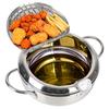 Deep Frying Pot With Thermometer and Lid 2.2L Tempura Fryer Pan 304 Stainless Steel 20 Cm Kitchenware 2 Handles Cooking Tool
