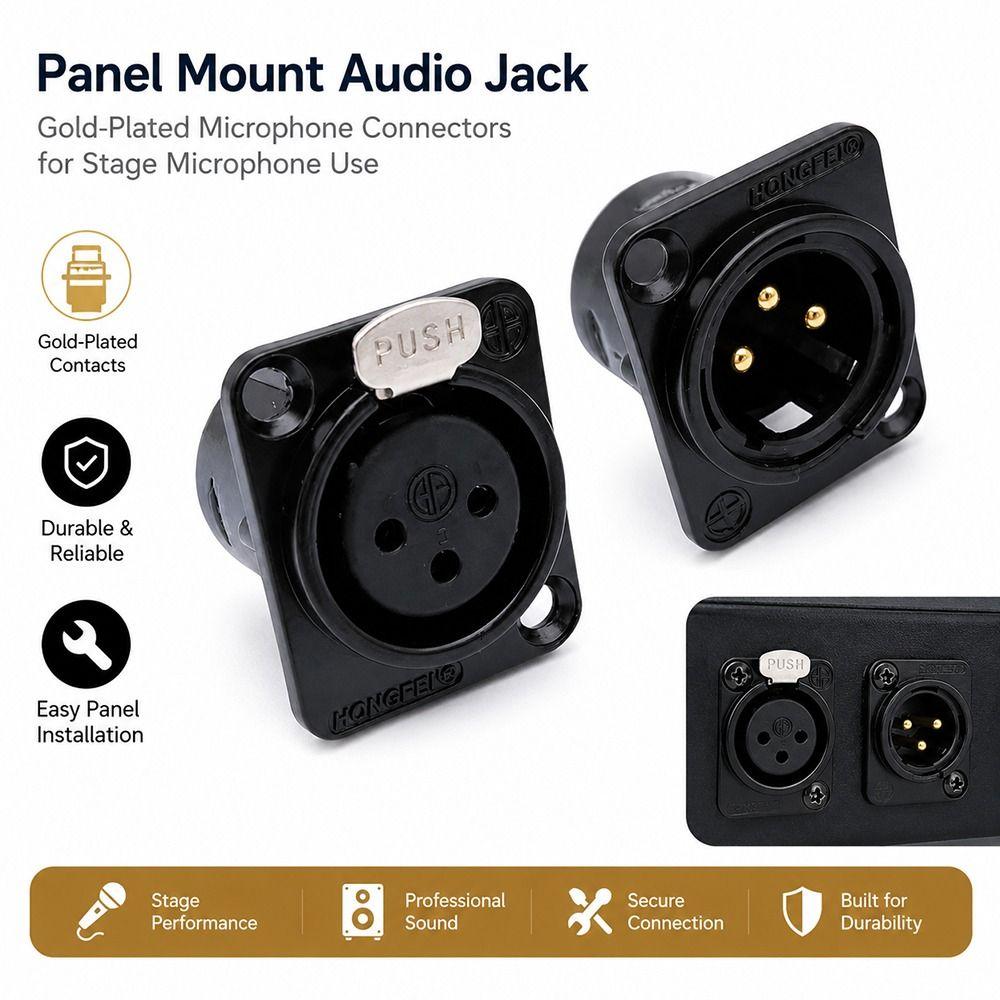 1Pcs Alloy Plastic 3Pin XLR Connector Studio Audio Mixer Panel Mount Audio Jack Audio DIY Repair