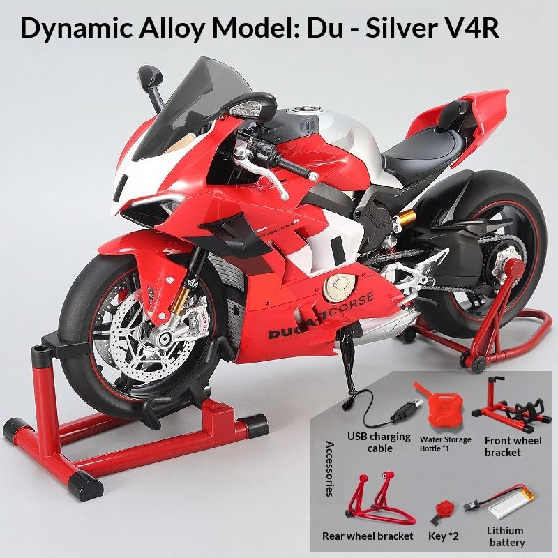2026 Новый XLG 1:7 Модель мотоцикла Ducati Panigale V4S - Литье под давлением из сплава с эффектом дыма и светом/звуком Официально лицензированный Коллекционный подарок DieCast