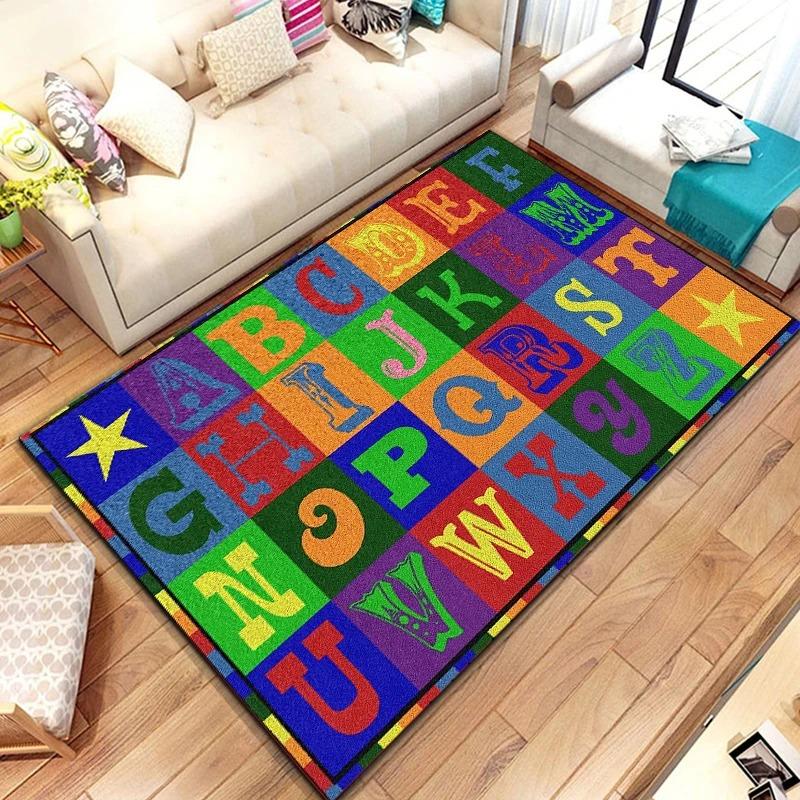 Ковер-мат для изучения алфавита ABC, цифры, животные, формы, развивающий, для детей, домашнее украшение, напольный коврик, ковры для спальни