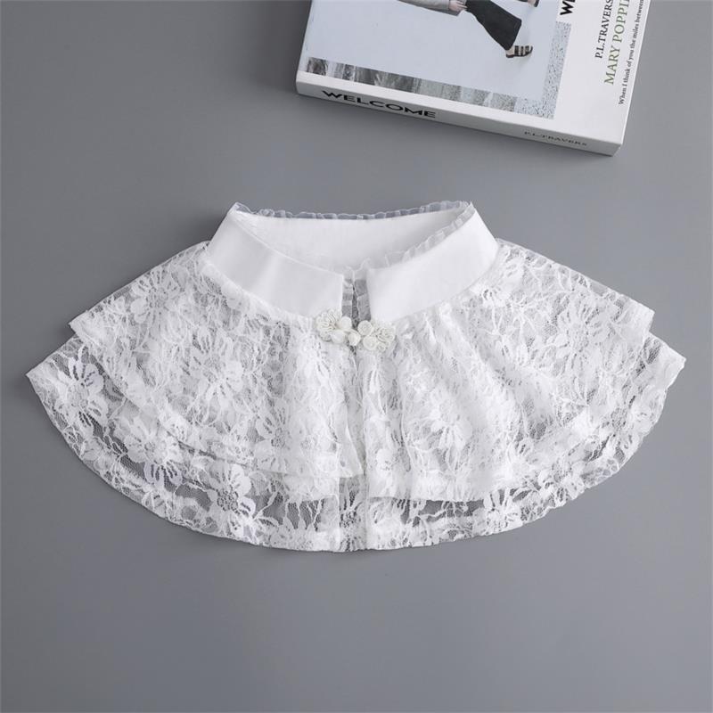 Vintage Shawl Fake Collar Women White Detachable Collars For Women False Collar Woman Lace Lapel Half Shirt Tie Shawl Wrap