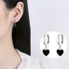 Black Color Geometric Heart-shaped Earrings for Women Girls Fashion Hollow Heart Hoop Earrings Zircon Accessories 2023