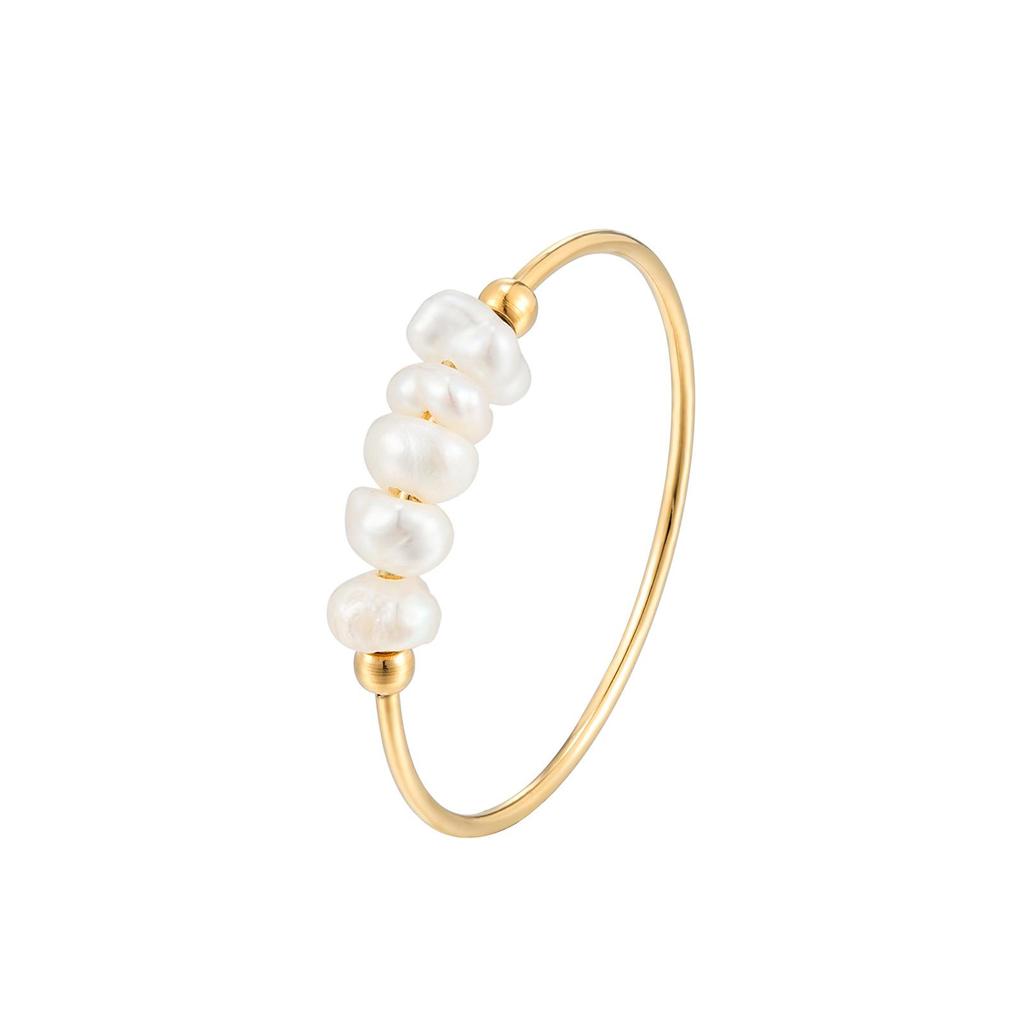 Elegant Baroque Pearl Ring In 18K Gold - Luxurious, Non-Fading Titanium Steel Jewelry for Women