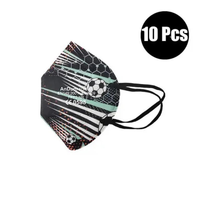 10pcs FFP2 Folding Disposable Color Dust Mask Respirator 5-Layer Filter Football For Polishing Daily Haze Safety Protection