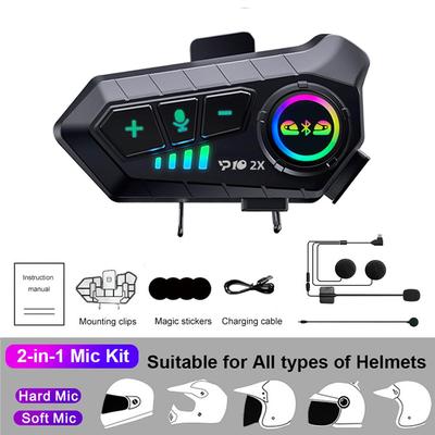 YP10 Гарнитура для мотоциклетного шлема Bluetooth 5,3 Стерео Беспроводной домофон Водонепроницаемый музыкальный плеер Наушники для верховой езды Поддержка связи Голосовое управление