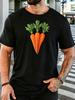 Unisex Crew Neck Tee Three Fresh Carrots Vegetable Cartoon Graphic Print Short Sleeve Top Summer Loose Soft Casual Basic Daily Wear