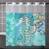 Занавеска для душа с рисунком гиппокампа без крючков, с тканевой подкладкой на кнопках, полупрозрачным верхним окном, водонепроницаемая двухслойная занавеска для ванны