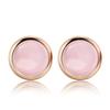 Fashion Pink Crystal Imitation Hibiscus Stone Powder Crystal Candy Round Stud Earrings Temperament, Women's Silver-plated Ear Jewelry