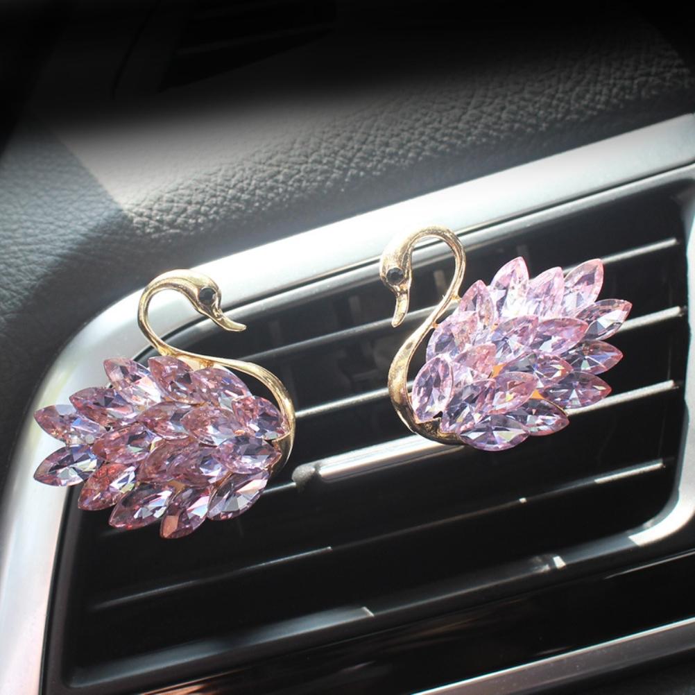 Bling Crystal Swan Автомобильный зажим для воздуховода Ароматизатор для автомобиля Диффузор для автомобиля Освежитель воздуха Стразы Автомобильный блестящий аксессуар