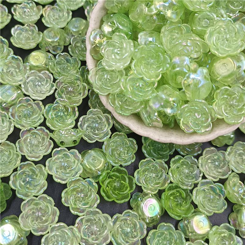 20 шт. AB цветные бусины с цветком, подвески с двойным отверстием, акриловые свободные бусины, фурнитура ручной работы для изготовления ювелирных изделий