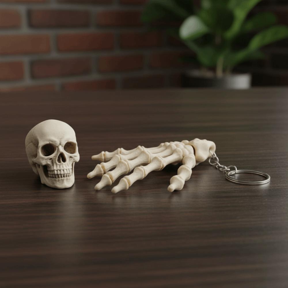 Handmade Movable Skeleton Hand Novelty Glowing Skeleton Hand Pendant Skull Hand Key Ring Desk Toy