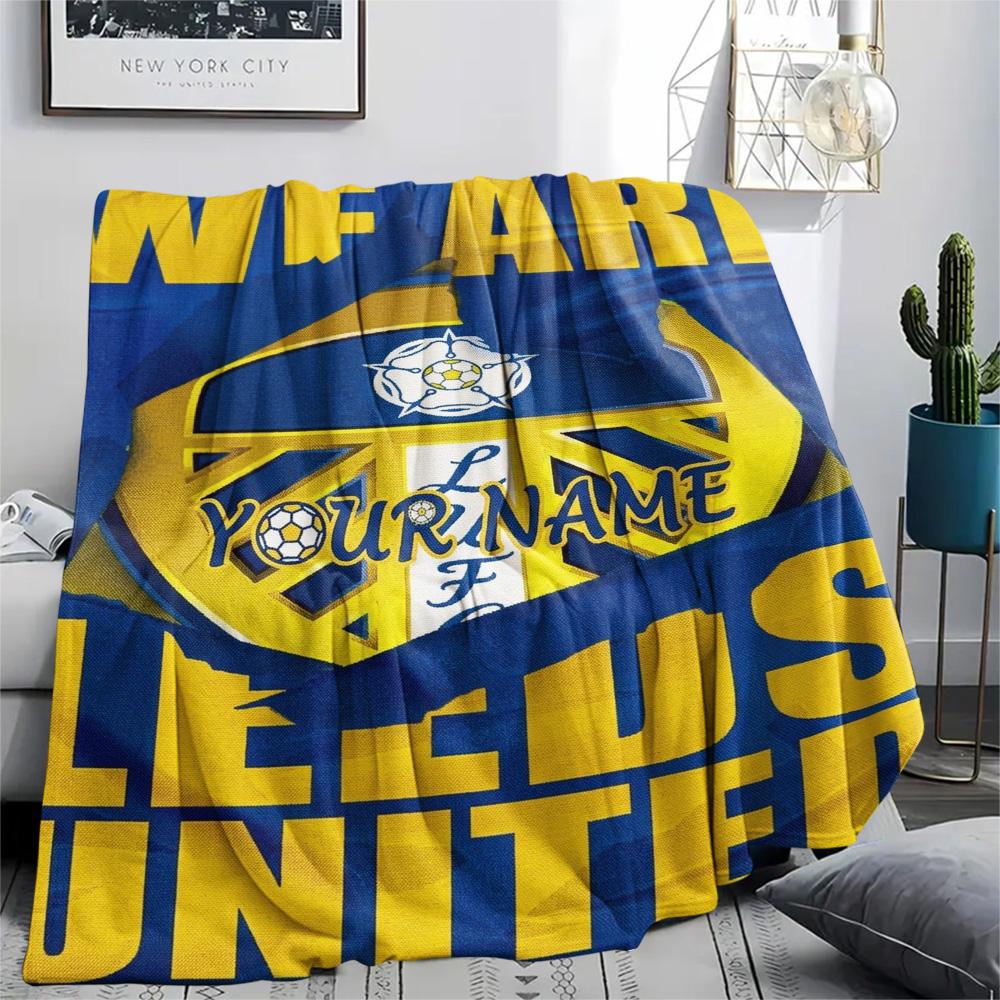1PC Leeds Crest Custom Name Patterned Flannel Blanket Suitable For All Seasons For Home Decor Warmth And Comfort Gifts Holiday Present