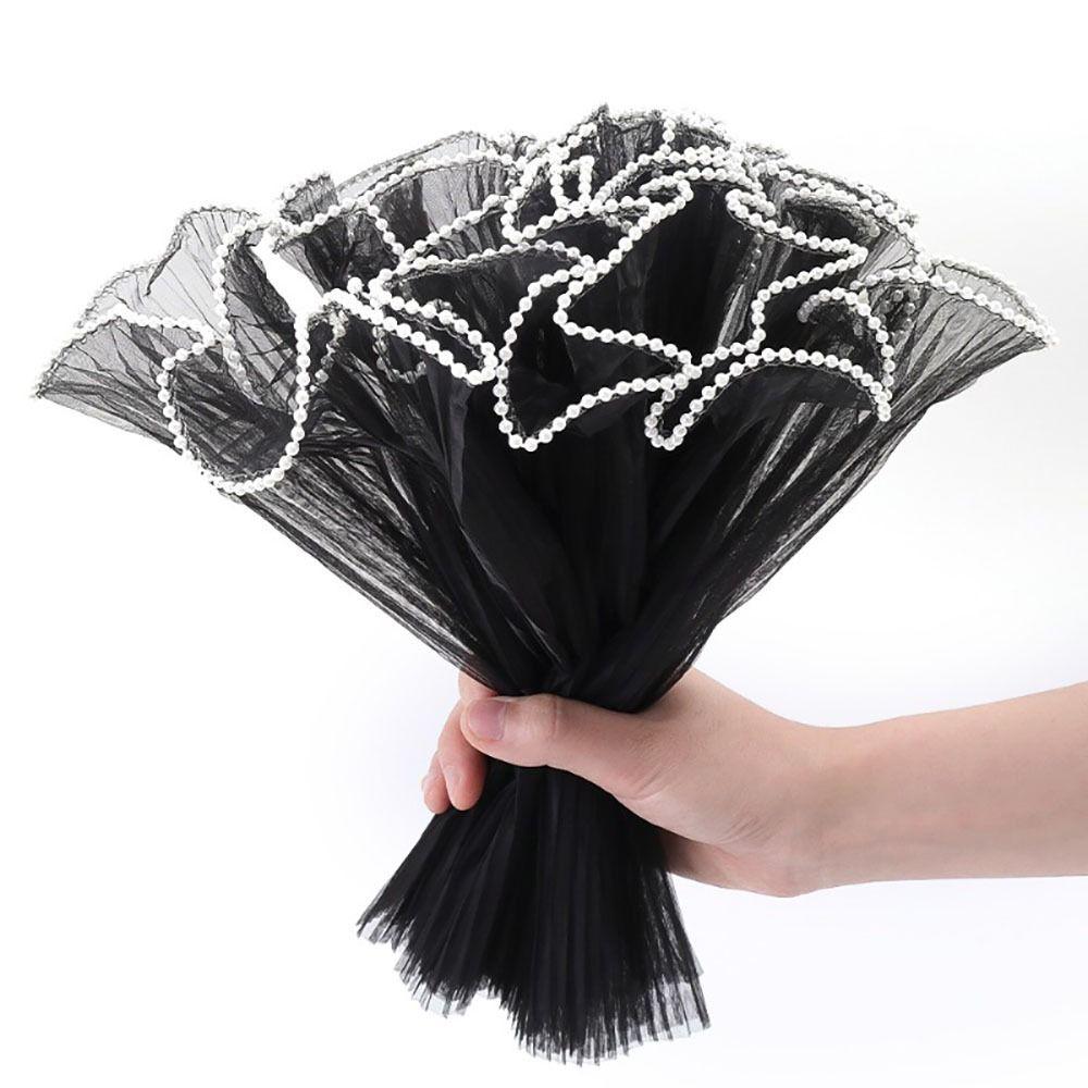 1Pcs Wave Yarn Flower Wrapping Cloth Pearl Lace Gift Packaging Paper  for Valentine's Day Wedding