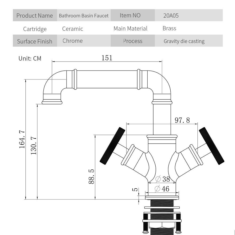Basin Faucets Black Brass Bathroom Faucets Industrial Style Sindle Hole Dual Handle Contemporary Water Mixer Tap WF-F20A05KP