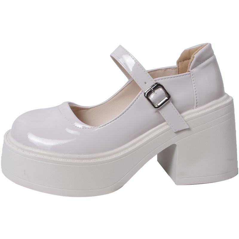 2025 new comfortable and versatile sweet and cool thick heel high heel small leather shoes platform heightening French retro Mary Jane trendy shoes