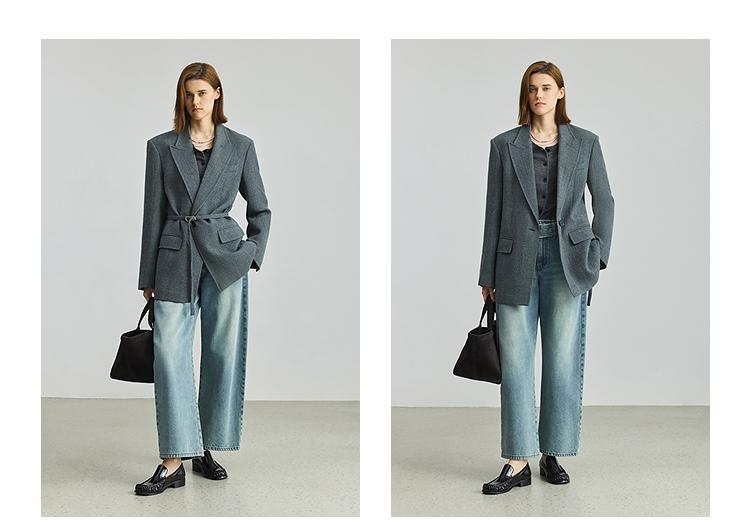 LILY collar waist cinched suit jacket for women