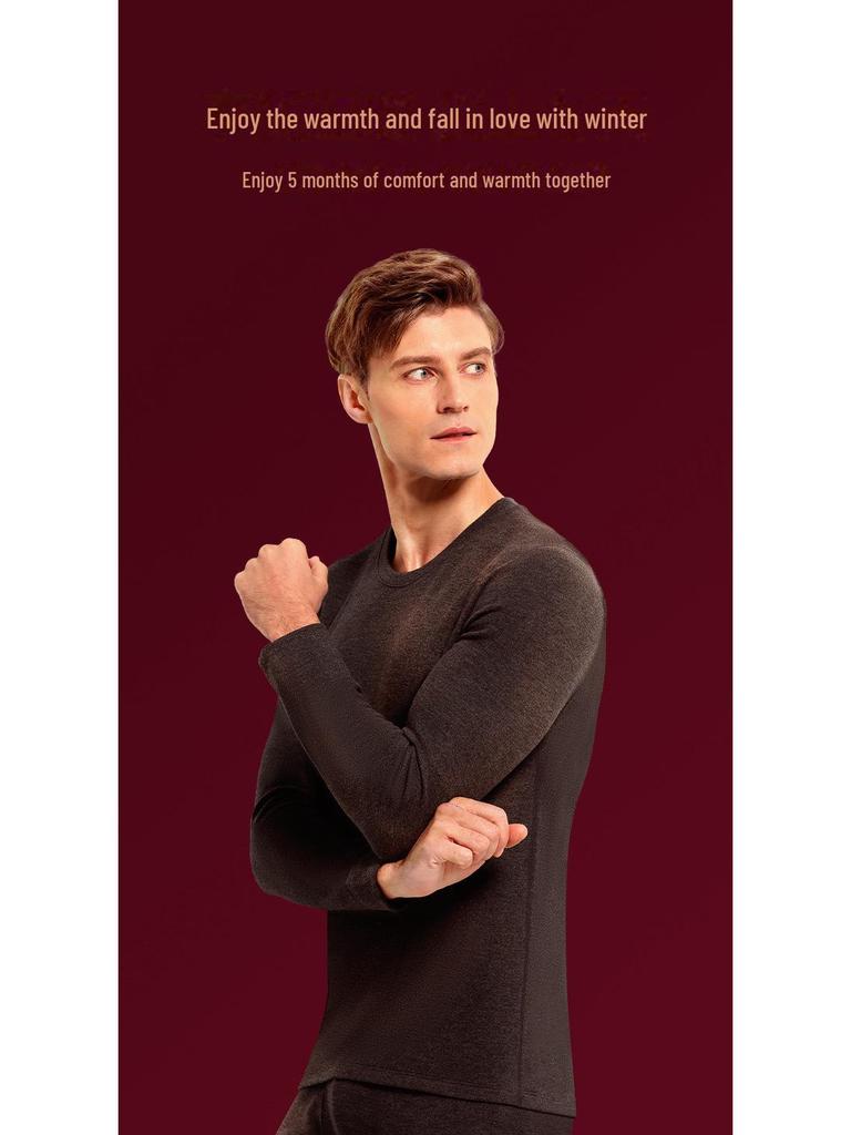 Мужской комплект термобелья из шелка и шерсти: Плюс бархатный толстый костюм на осень и зиму