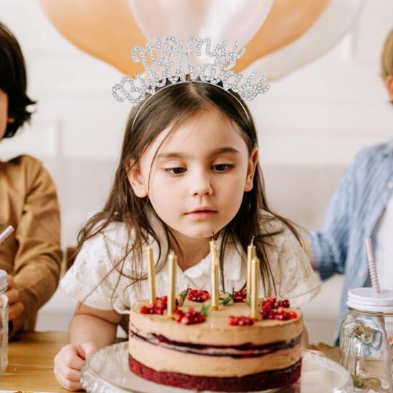 2 шт./компл., женская корона с днем ​​рождения, повязка на голову со стразами, набор, диадема на день рождения, для вечеринок для девочек