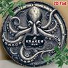 Жестяная табличка Kraken Spiced Rum Осьминог Винтажный Металлический Плакат Круглый 8x8 Дюймов Алюминиевое Настенное Искусство Декор для Домашнего Бара