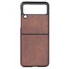 Business Real Leather Texture Protective Folding Phone Cases for Samsung Galaxy Z Flip 3Brown