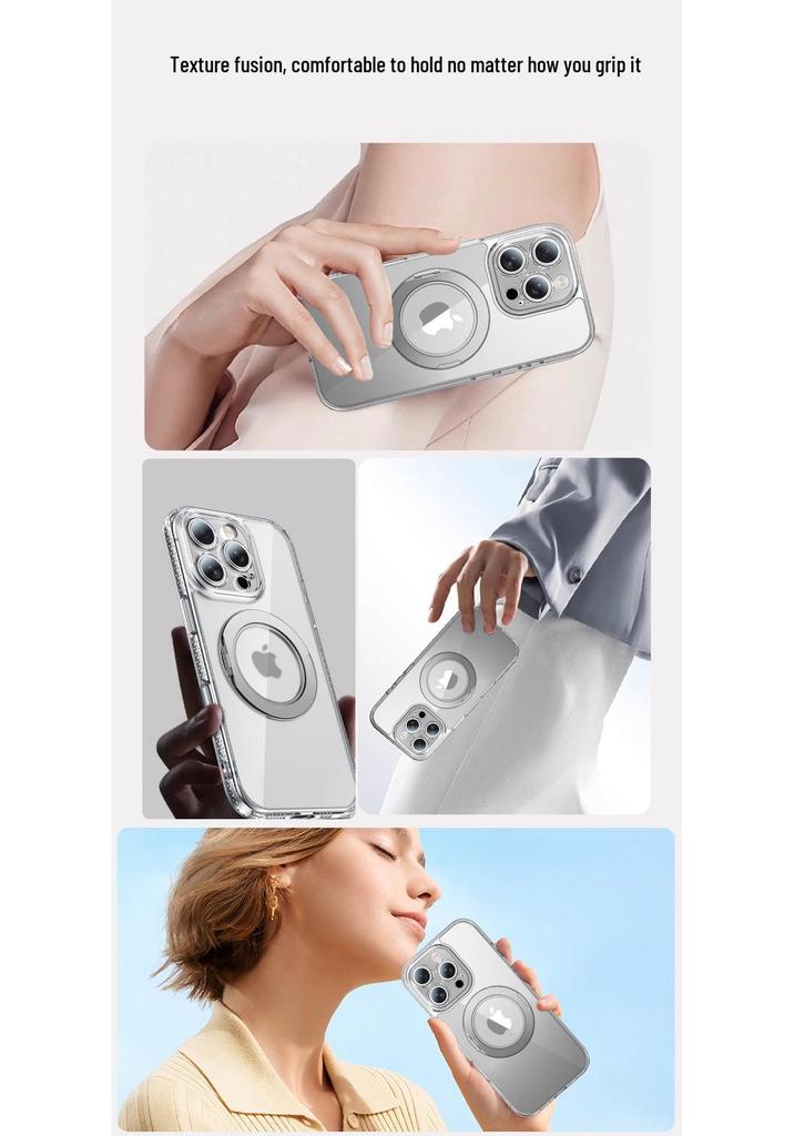iPhone 17 Pro Case: 360° Rotating Magnetic, Transparent, Full Coverage, Anti-Drop Shell