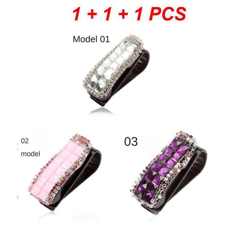1~4PCS Car Glasses Clip Multifunctional Creative Imported Crystal Shape Car Interior Car Storage Clip Durable
