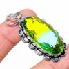 Natural Bi-Color Tourmaline Gemstone 925 Sterling Silver Pendant 2.17" I8w79