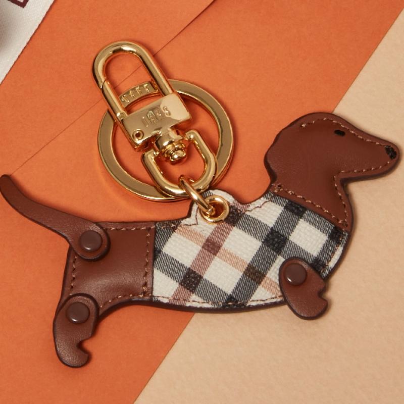 Daks Brown Check Leather Keyring Dbho5ee84w3