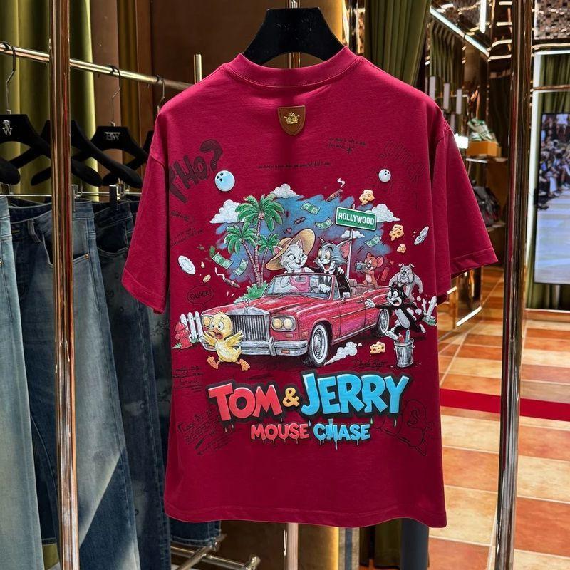 Cotton Graphic T-Shirt Men Women Casual Loose Fit Cartoon Print Streetwear