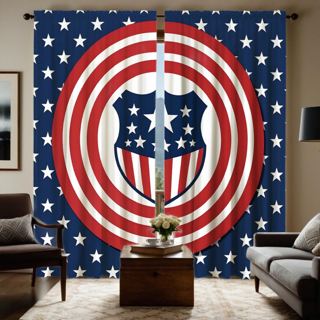 2 шт. HD День независимости Флаг Звезда Декоративная занавеска Красный Галстук цифровая печать занавеска Украшение дома стиль Украшение жизни