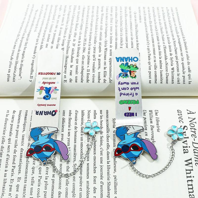 Disney Аниме Мультяшные Закладки Стич для Любителей Книг Книжные Аксессуары Металлические Закладки Дисней для Фанатов Коллекционные Канцелярские Принадлежности
