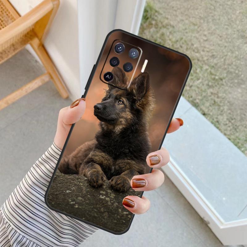 German Shepherd Dog Case For Oppo A76 A16 A96 A17 A18 A60 A80 A40 A38 A58 A78 A98 A94 A74 A54 A15 A57 A77 A5 Pro