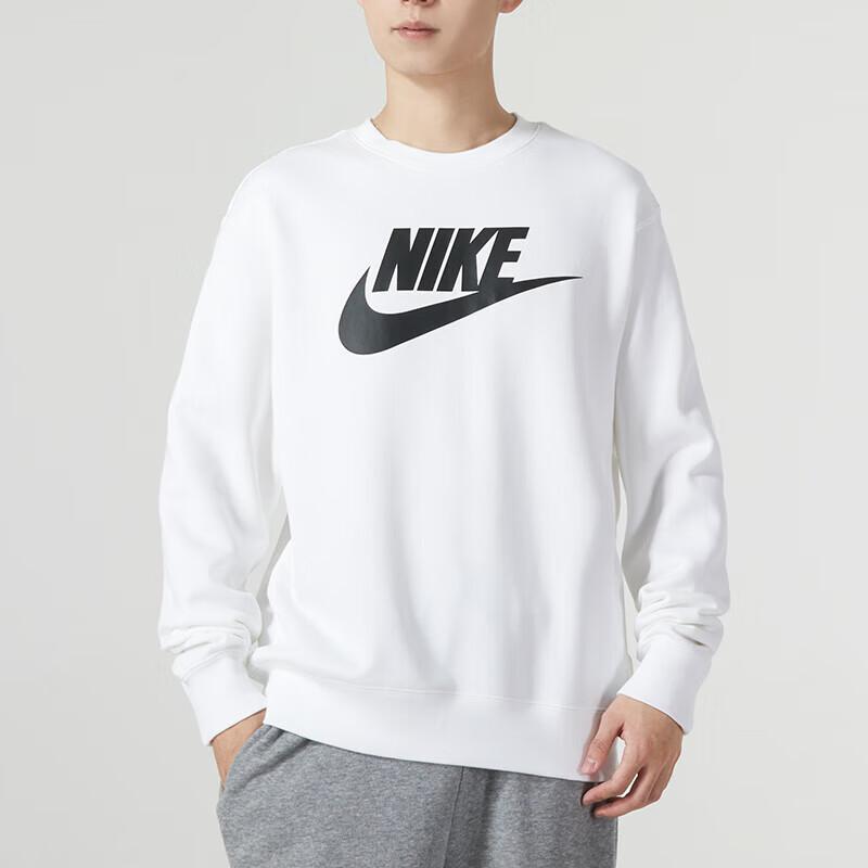 Nike Letter Brand Logo Print Crew Neck Long Sleeve Sweatshirt Men Tops White DQ4913-100