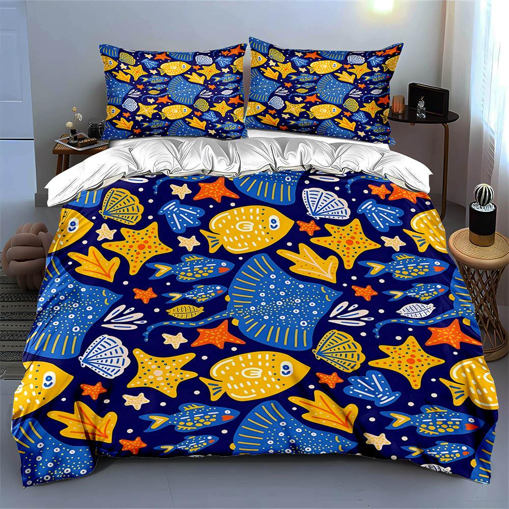 Colorful marine design. Bedding Duvet cover sets Duvet covers Pillowcases gifts (1 * Duvet Cover 2 * Pillowcases, without duvet insert)