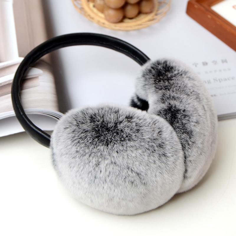 Rex Rabbit Fur Earmuffs for Women's Autumn and Winter Warmth Earmuffs and Ear Wraps Simple and Genuine Fur Ear Cover Ear Warmth
