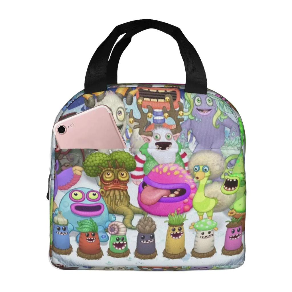 Изолированная сумка для обеда My Singing Monsters Cartoon для кемпинга, путешествий, видеоигр, водонепроницаемая термосумка для бенто-бокса для женщин и детей