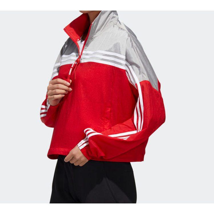 adidas Куртки Женские Красный Серый Многоцветный Воротник-стойка Умеренный Другое GJ9021