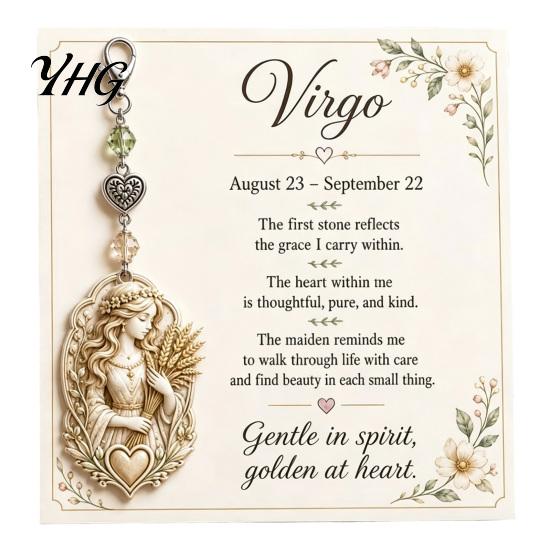 Women Keychain 12 Zodiac Sign with Keepsake Card, Star Card Pendant, Backpack Handbag Purse Charm, Inspirational Gift for Men Pendant